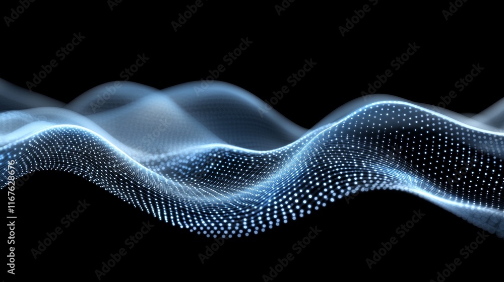 Poster abstract background featuring glowing blue lines and light particles illustrating data flow concepts