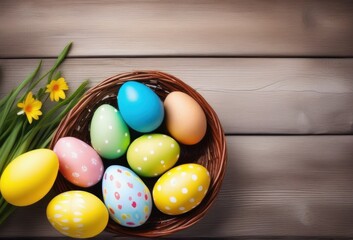 easter eggs in a basket