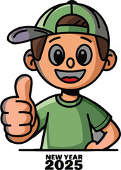 A cheerful cartoon character with green tea shirt