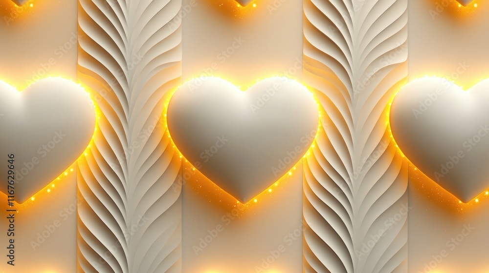 Poster romantic heart patterns abstract art digital design illuminated background close-up view love concep