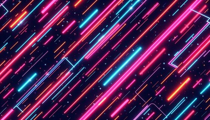 Neon electric pattern with glowing lines on a dark background
