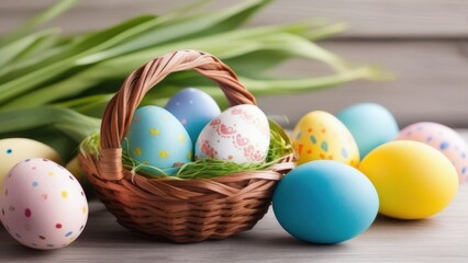 easter eggs in a basket