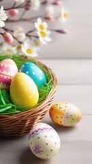Fototapeta premium easter eggs in a basket