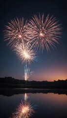 Fireworks with blur milky way background