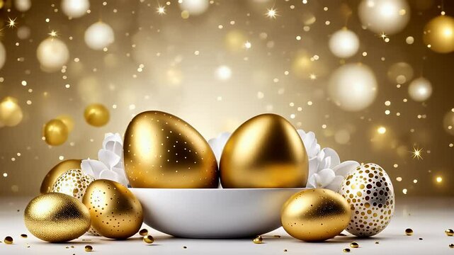 Elegant Easter Celebration Template Dotted Gold Eggs Festive Designs Perfect Creating Stunning Holiday Themed Videos Invitations