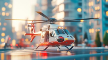 Helicopter in Urban Setting with Soft Shadows