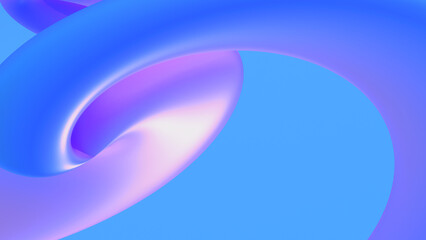 Abstract curved shape 3d render. Minimalist background with gradient in light blue soft pink lilac pale purple colors. Three-dimensional geometric illustration for wallpaper poster banner cover design