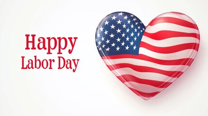 Obraz premium Celebrate Labor Day with an American flag heart design and vibrant banner for a festive touch to your holiday celebrations