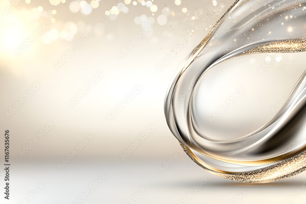 Aufkleber an abstract elegant composition featuring intertwining metallic and translucent curves adorned with 