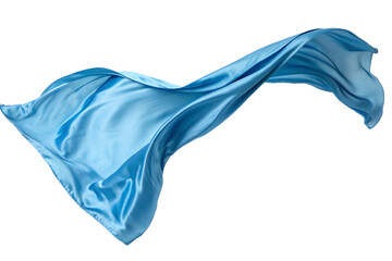 Blue silk fabric fluttering in the wind isolated on the transparent background