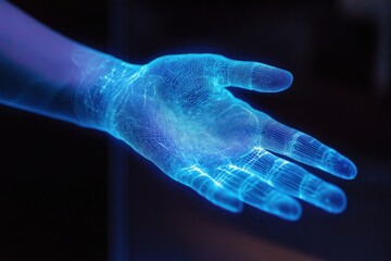 Obraz premium Show all the lines of a human hand on a virtual screen