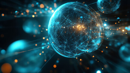 Visualizing dynamic quantum particle energy flow in a 3d digital universe concept