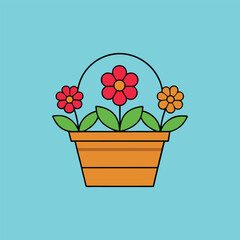  a basket of fresh flowers symbolizing beauty vector illustration