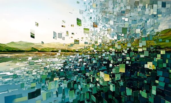 Digital Landscape: Pixels Transforming Nature