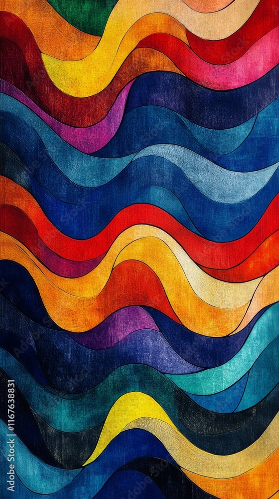 Poster colorful abstract waves create a vibrant and dynamic visual experience in modern art