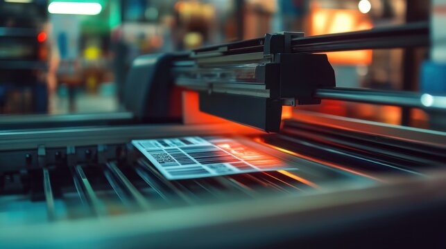 Industrial Printer Applying Barcode to Product