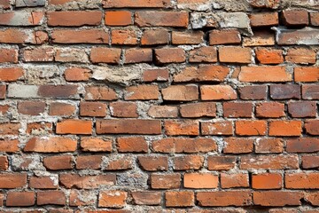 Obraz premium 古いレンガ壁の質感と色合いが美しい工事現場の壁