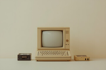 Photo of an old beige Apple IIe computer with a flat display and keyboard