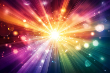 Naklejka premium Abstract, colorful light effect background with lens flare on a black color for design element and texture, with copy space