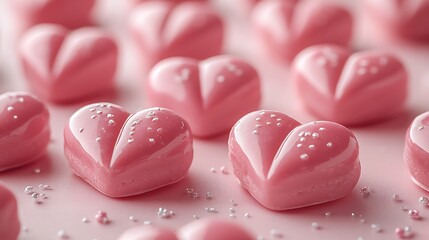 Obraz premium Group of pink heart-shaped candies
