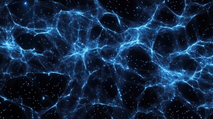 Abstract blue energy field, glowing particles, cosmic texture.