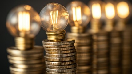 Investment strategies illuminating financial growth with coins and light bulbs