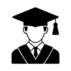 male graduate with cap, Student flat icon vector, simple symbol