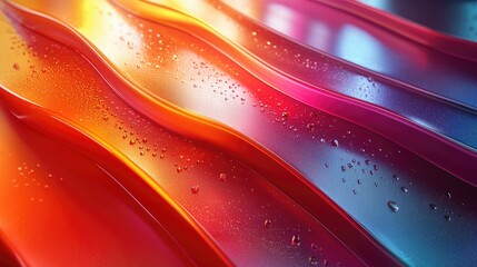Abstract colorful wavy background with water drops.