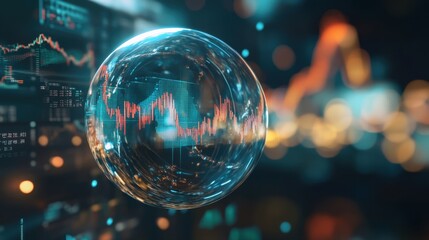 Stock Market Data Inside a Bubble Icon Design