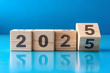 2025 New Year Wooden Block Numbers