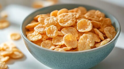 A bowl of cereal with a few pieces left in the bowl