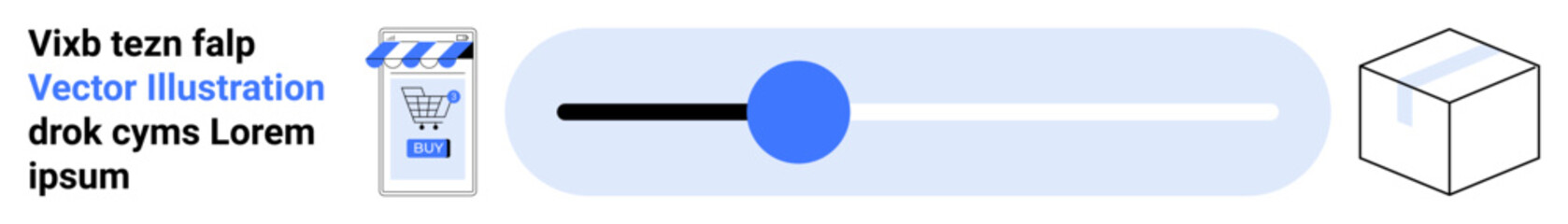 Shopping cart on computer screen, loading bar with progress indicator, and a cubic package box. Ideal for websites, online stores, UIUX design, e-commerce, mobile apps, business presentations