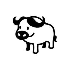 Cute Cartoon Cow Coloring Page for Kids Kawaii Style Vector Art.