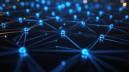 Abstract network connection; glowing nodes and lines.