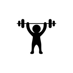 Person Icon Lifting Barbell. Strong Symbol - Vector