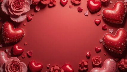 valentine background with red hearts