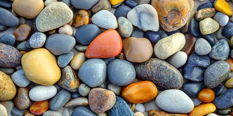 Multi-Colored Smooth Pebbles Close-up