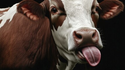 Funny Cow Sticking Out Tongue: A cute and funny picture  of a cow sticking its tongue out.