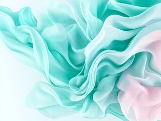 Obraz premium Elegant Aqua Pink Silk Fabric Drape Flowing Texture Soft Light Sheer Textile Background