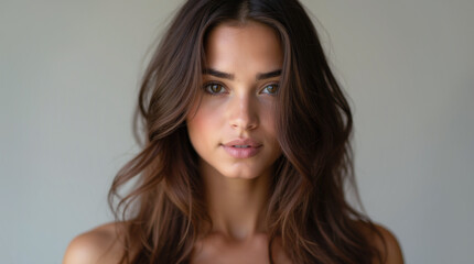 Naklejka premium portrait of a woman with long brown hair