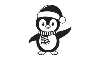 Illustration Vector Graphic Cartoon of a Mini Penguin Taking a Stroll, Featuring Intricate Details on Its Smooth Feathers, Tiny Flippers, and Cheerful Expression