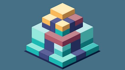 3D Isometric Cube Illusion with Shaded Colors for Depth and Perspective in Modern Design