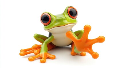 Obraz premium Colorful frog stretching its limbs nature background animal photography bright environment close-up view wildlife concept