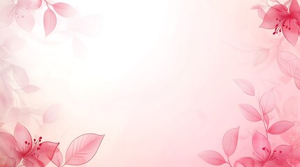 Fototapeta premium Delicate Pink Flowers and Leaves Background Design