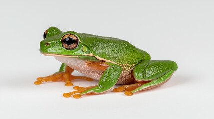 Obraz premium Frog in action on white background animal photography studio setting close-up perspective