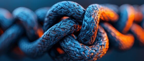 Intricate Knot Woven Rope Blue Orange Texture Closeup Macro