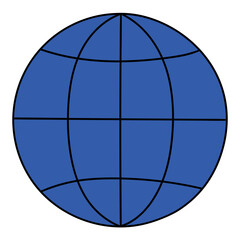 Hand drawn cartoon globe icon on a white background.