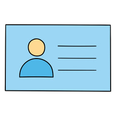 Hand drawn cartoon identification card icon on white background.