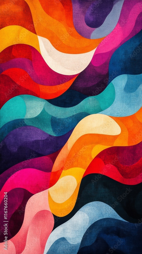 Aufkleber colorful abstract waves create a vibrant and dynamic visual experience in modern art