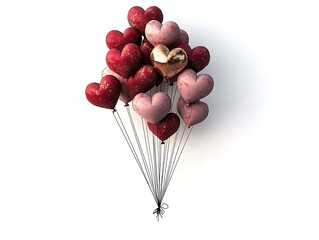 heart-shaped balloons with text isolated on white